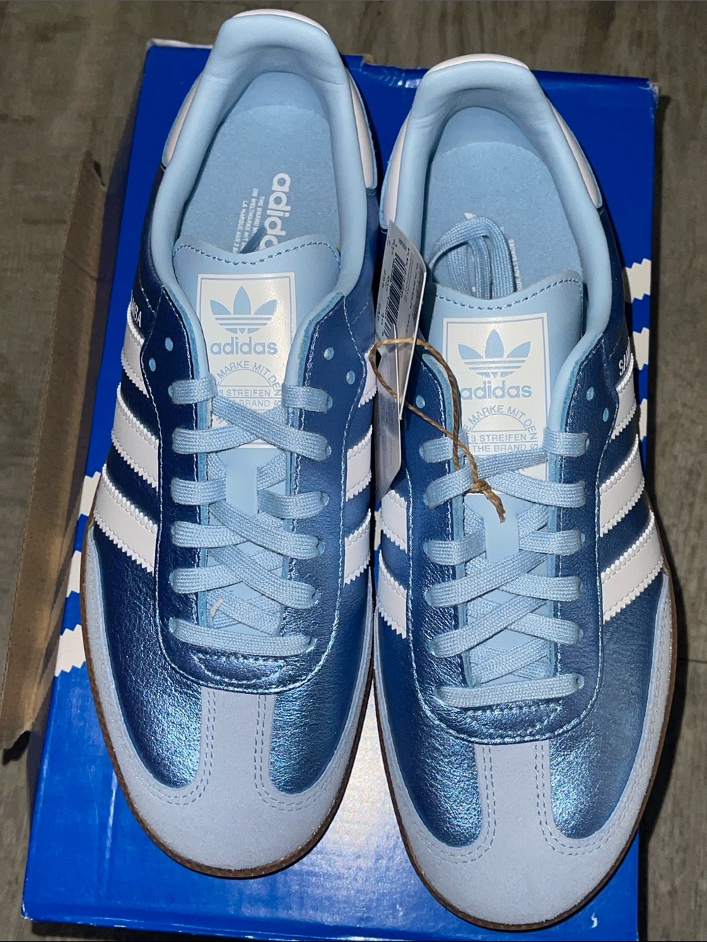 Adidas NWT NEW Samba OG J Metallic Light Blue & White Womens Sneakers size 7 - Picture 7 of 16